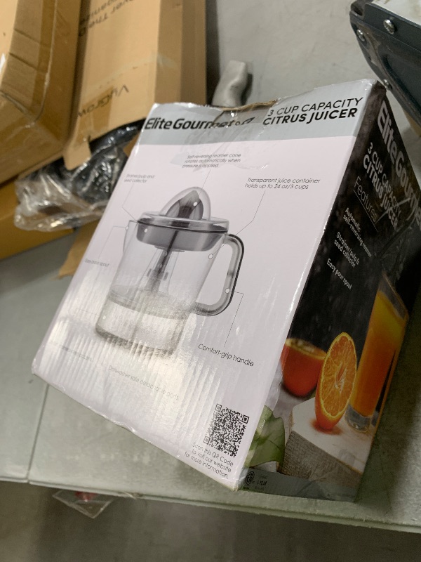 Photo 1 of Elite Gourmet ETS623 BPA-Free Electric Citrus Juicer, Compact, Large Volume, Pulp Control, Oranges, Lemons, Limes, Grapefruits with Easy Pour Spout, 24oz, Black/Stainless Steel