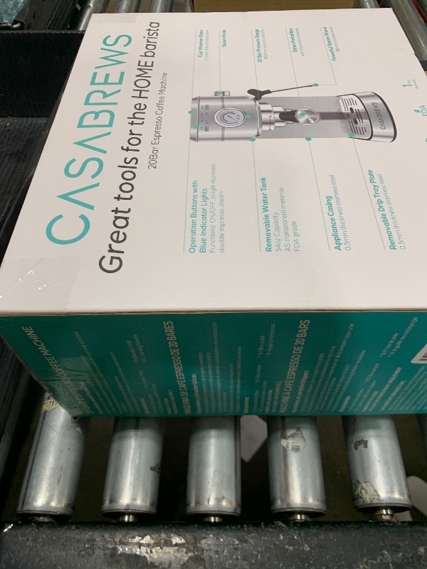 Photo 1 of CASABREWS CM5418 Espresso Machine 20 Bar, Compact Espresso Maker with Steam Milk Frother, Stainless Steel Coffee Machine with 34oz Removable Water Tank for Cappuccino, Latte, Silver