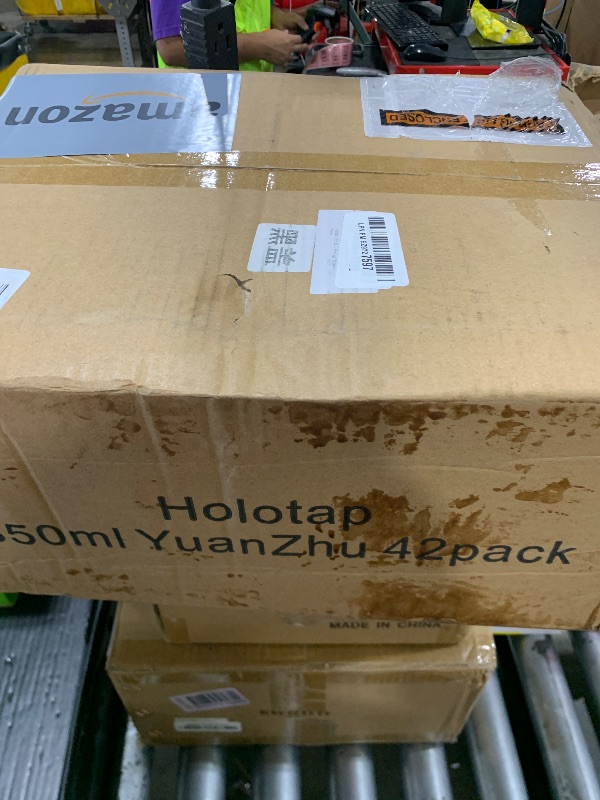 Photo 1 of Holotap 42 Pcs 12 OZ Juice Bottles with Caps Bulk, Empty Plastic Bottles with Black Tamper Evident Lids for Juicing, Protein Drinks and Other Beverage Drink Containers (Black, 12OZ)