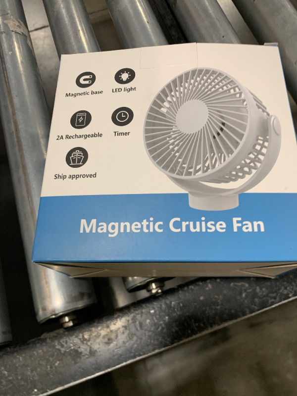 Photo 1 of Magnetic Cruise Fan with 8000mAh Rechargeable Battery, LED Light, Timer&Power Output, Magnetically Sticks on Cabin Ceilings and Walls, Ship Approved Cabin Air Circulator
