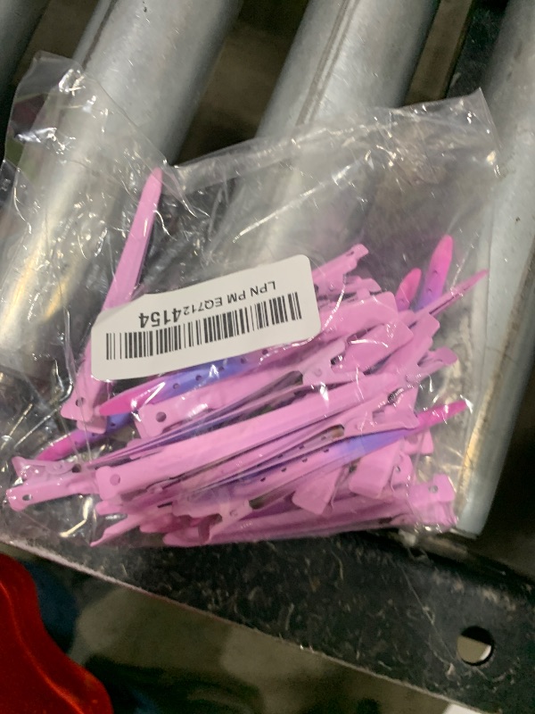 Photo 1 of 24 Packs Duck Bill Clips, Bantoye 3.35 Inches Rustproof Metal Alligator Curl Clips with Holes for Hair Styling, Hair Coloring, Matte Gradient Pink