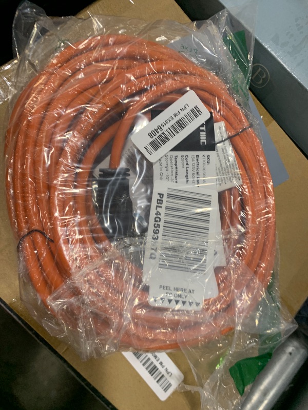 Photo 1 of KTMC 50ft 16AWG Outdoor Extension Cord, Indoor/Outdoor 50-Foot SJTW 16/3 Gauge Extension Cable with Durable Weatherproof PVC Vinyl Jacket, 3-Prong Grounded Plug, ETL Certified 13A 1625W, Orange