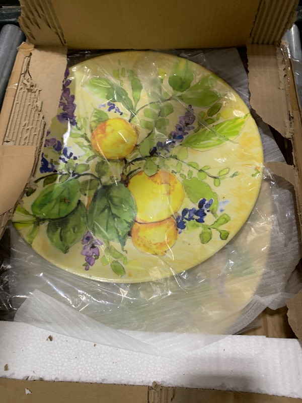 Photo 1 of Certified International Lemon Zest 2 pc Melamine Platter Serving Set, Multicolor, Large