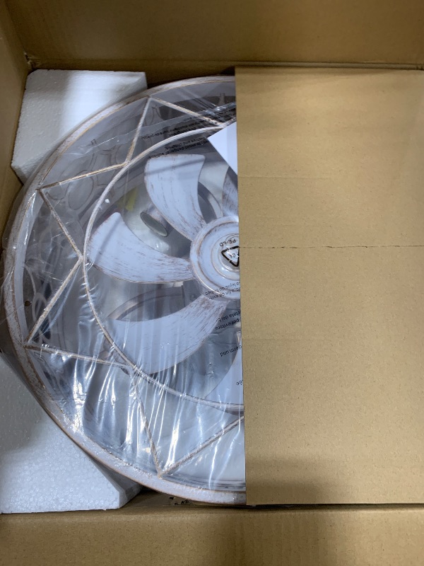 Photo 1 of LEDIARY Caged Ceiling Fan with Light and Remote, 16in Small Low Profile Ceiling Fans with Lights, 6 Speed and Reversible Farmhouse Flush Mount Ceiling Fan for Bedroom, Kitchen, Living room