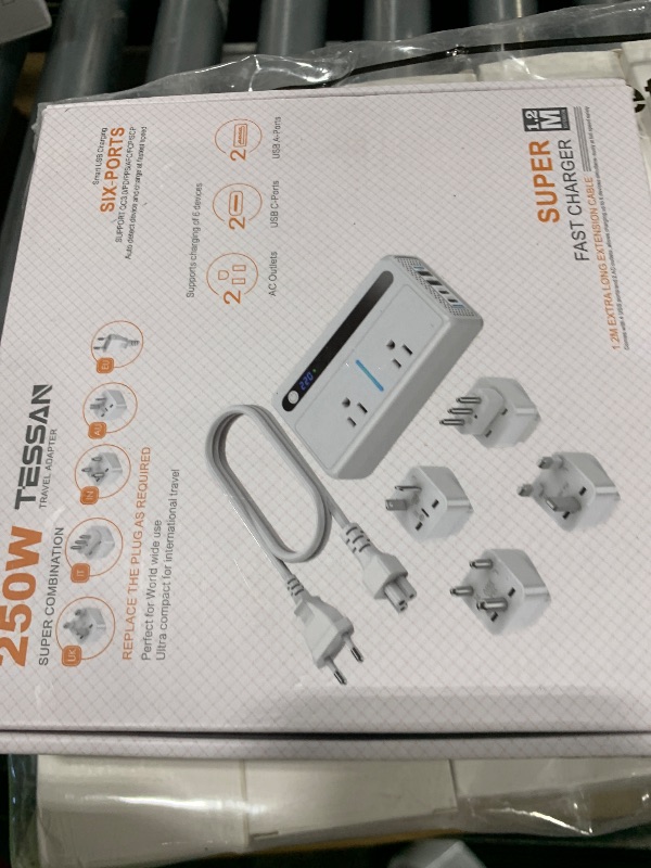 Photo 1 of 220V to 110V Voltage Converter US to Europe, TESSAN 250W Universal Travel Adapter with 4 USB Ports QC 3.0 PD 36W and EU/UK/AU/IT/India International Power Adaptor, Converter for European Travel
