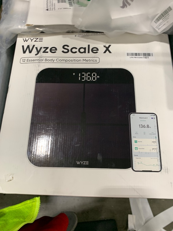 Photo 1 of Wyze Smart Scale X - Digital Bathroom Scale for Body Weight, BMI, Body Fat, Muscle Mass, Heart Rate Monitor | Sync with Health Apps | for People, Baby & Pet, 400 lbs (Black)