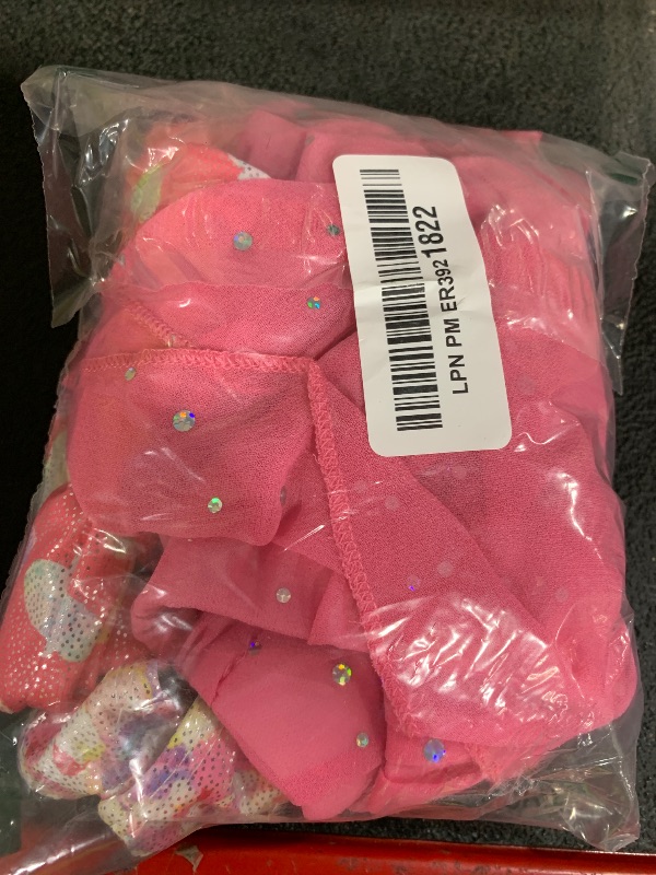 Photo 1 of Idgreatim Girls Gymnastics Leotards Size 5-6 Sparkly Gymnastics Outfit with Skirt Crisscross Back Ballet Dance Dress Back to School Pink