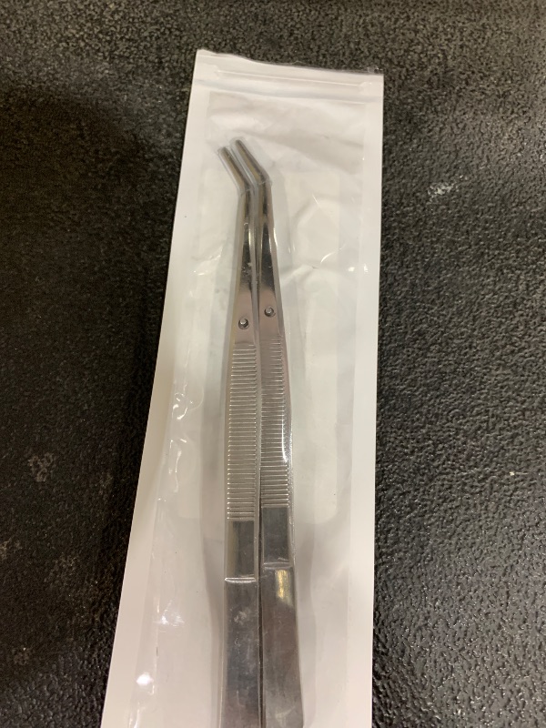 Photo 1 of Stainless Steel Tweezers, with Curved Serrated Tip Multipurpose Sewing Machine Tweezers Forceps for Craft Repairing (2 Pcs set)