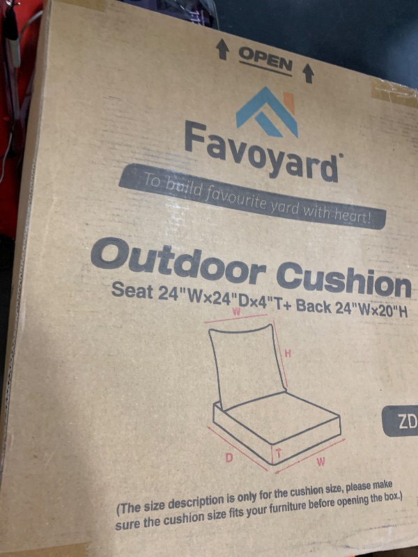 Photo 1 of Favoyard Outdoor Seat Cushion Set 24 x 24 Inch Waterproof & Fade Resistant Patio Furniture Cushions with Removable Cover Deep Seat & Back Cushion with Handle and Adjustable Straps for Chair Sofa Couch