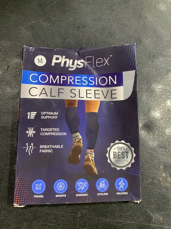 Photo 1 of Calf Compression Sleeves for Men and Women - (1 Pair) Footless Compression Socks Support for Varicose Veins, Nursing, Pregnancy, Running - PhysFlex Leg Sleeve Brace for Shin Splints, Pain Relief and Reduces Swelling (Black, Medium)