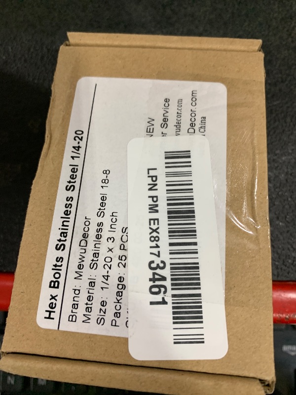 Photo 1 of 1/4-20 x 3" Hex Head Cap Screws Hexagon Bolts, External Hex Drive, Stainless Steel 304, UNC Coarse Thread Fully Threaded, 25 PCS