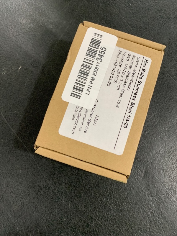 Photo 1 of 1/4-20 x 3" Hex Head Cap Screws Hexagon Bolts, External Hex Drive, Stainless Steel 304, UNC Coarse Thread Fully Threaded, 25 PCS
