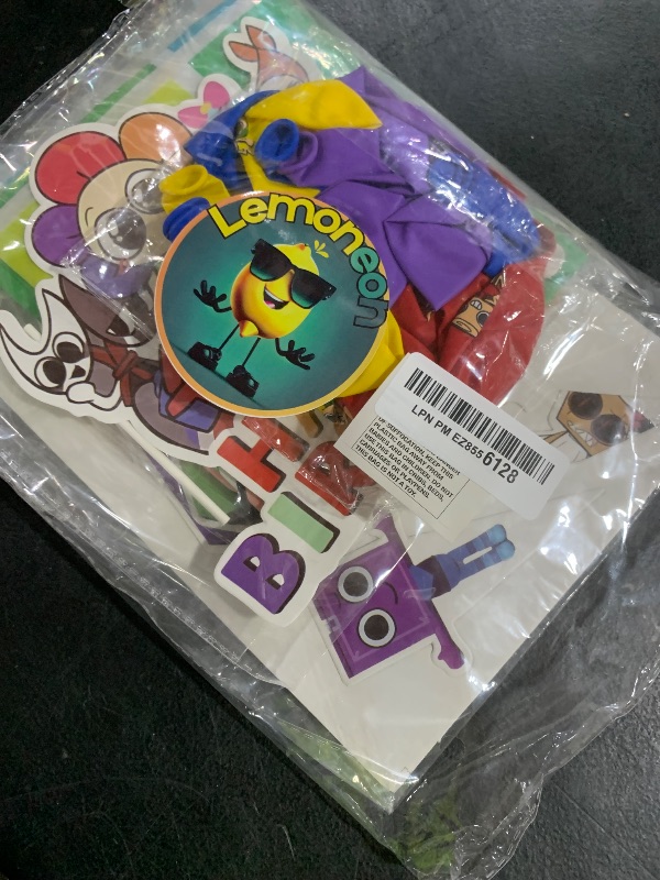 Photo 1 of Lemoneon Dandy's World Birthday Party Decorations Supplies Happy Birthday Banner Cake Cupcake Toppers Balloons Background