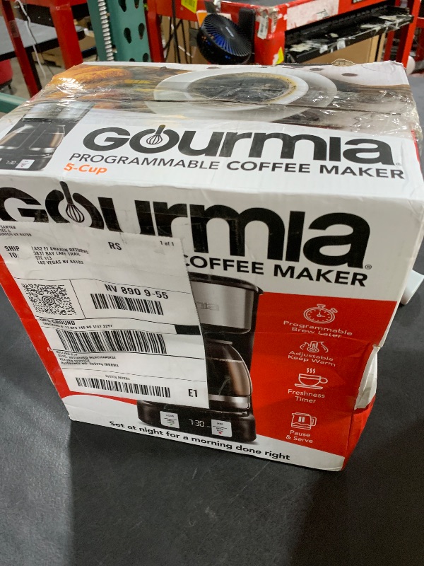 Photo 1 of Gourmia GCM3518 5-Cup Programmable Drip Coffee Maker, Brew Later Timer, Adjustable 4-Hr Keep Warm, Pause & Serve, Freshness Timer, 700 W Compact Glass Carafe, EZ-View Water Window
