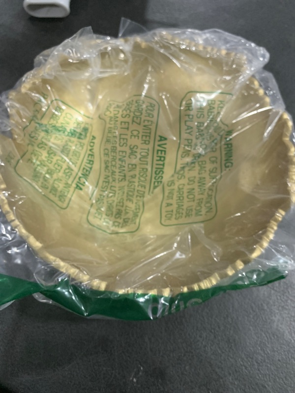 Photo 1 of IHI EST. 1986 India Handicrafts Golden Torn Texture Round 9 inch Aluminum Serving Bowl