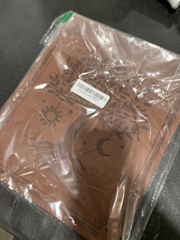 Photo 1 of Ovesmusl Leather 3 Ring Binder Fits 8.5"x11" Letter Size Paper, 1 Inch Round Ring Binder Holds 200 Sheets, Notepad Paper Cover Loose Leaf Organizer, Brown Tree