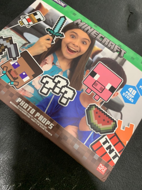 Photo 1 of Minecraft Officially Licensed Photo Props Pack, 58 Props and 40 Sticks, Birthday Party Photo Booth Supplies and Decorations for Gaming Fans | Paladone