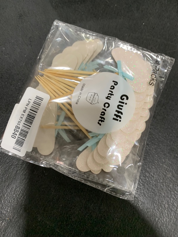 Photo 1 of 24 Pack White Cloud Cupcake Toppers Kids' Birthday Party Decors - by Giuffi