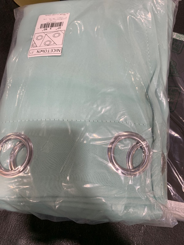 Photo 1 of NICETOWN Aqua Blue 100% Blackout Curtain Set, Thermal Insulated & Energy Efficiency Window Draperies for Guest Room, Full Shading Panels for Shift Worker and Light Sleepers, 37W x 40L, 2 PCs