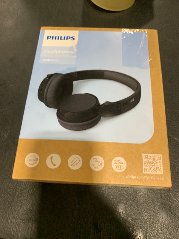 Photo 1 of PHILIPS H3209 Wireless Headphones,On-Ear Bluetooth Headphones, Dynamic Bass, Sound Signature,Clear Call,25H Battery Life,Fast Charging,Soft Ear Cups,Bluetooth 5.3,Compact Design,Light,Dark Black