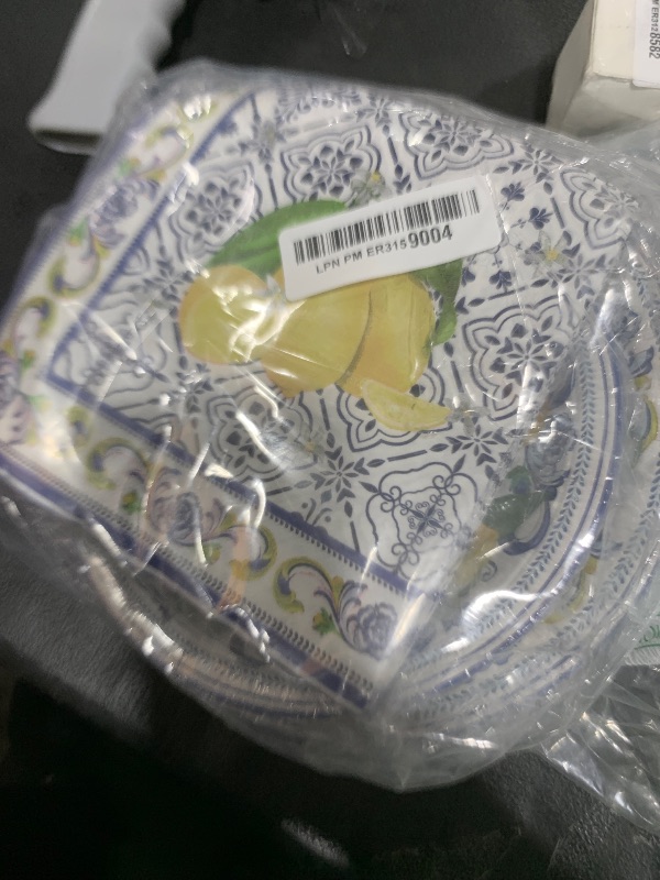 Photo 1 of Potchen 180 Pcs Lemon Party Decorations Serve 60 Guest 7'' and 9'' Paper Party Disposable Plates and Napkins Mediterranean Lemon Party Supplies Tableware Set for Summer Birthday Positano Themed Party