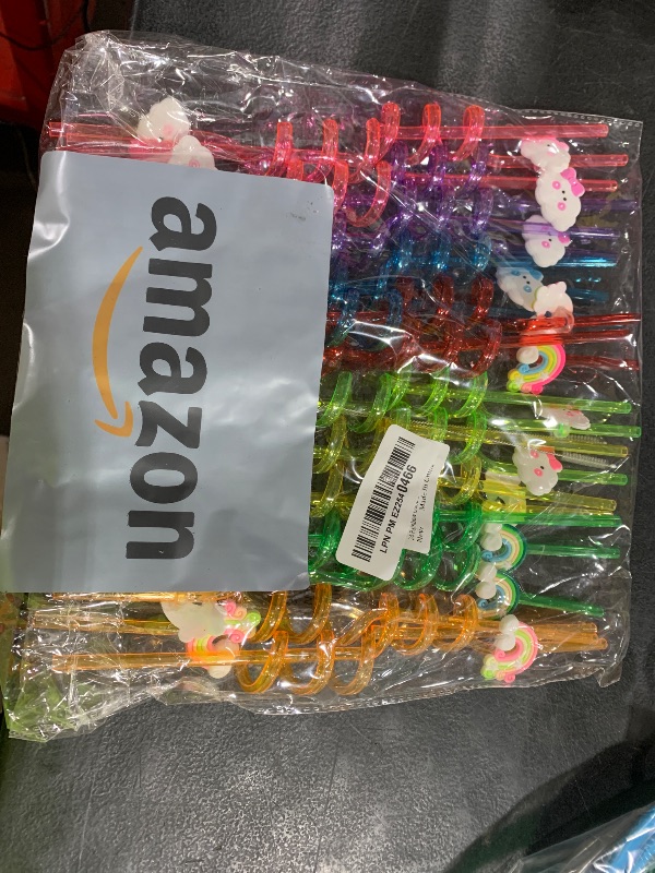 Photo 1 of  Reusable Animal Straws for Kids,Plastic Mermaid Dinosaur Poultry Forest Animal Theme Straws for Prince Princess Birthday Party Favors Supplies (Animal)