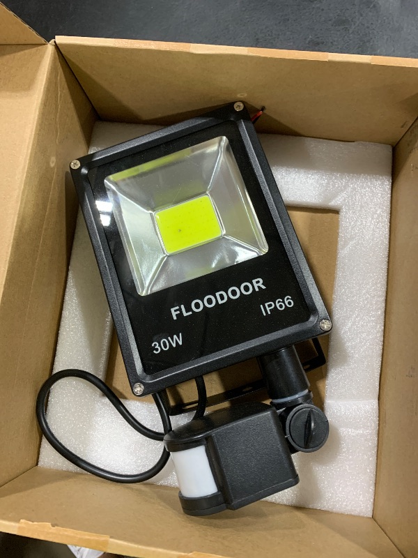 Photo 1 of 30W LED Motion Sensor Light Outdoor Safety Waterproof 12-24V AC/DC IP66 Super Bright Floodlight, 6000K, Daylight White, 150W Bulb Equivalent, 2700LM, PIR Intelligent Sensor Light (No Plug)