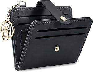Photo 1 of POIUGOYA Slim Wallet for Women,RFID Blocking Bifold Credit Card Holder with Zipper Coin Pocket,ID Window,Keychain