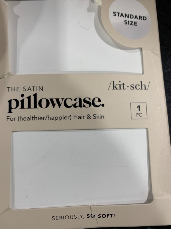 Photo 1 of Kitsch Satin Pillowcase with Zipper for Hair & Skin, Softer Than Silk Pillow Cases Standard Size, Wrinkle-Free, Smooth and Cooling Satin Pillow Covers, 19"x26" - Ivory