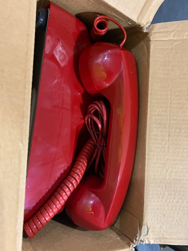 Photo 1 of Sangyn Retro Wall Phones for Landline with Loud Mechanical Ringing Vintage Wall Mount Phone with Volume Adjustable Old Fashioned Corded Telephone for Kitchen Home School Hotel Office, Red