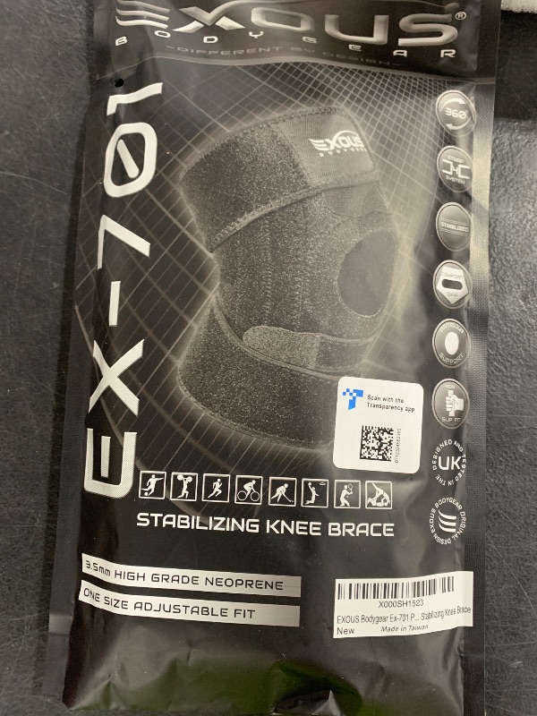 Photo 1 of EXOUS BODYGEAR Knee Brace Meniscus Tear Support For Arthritis Acl, Mcl Pain Patented 4-way Adjustable Wraparound Strap Dual Side Stabilizer For Patella Stability Size [medium]