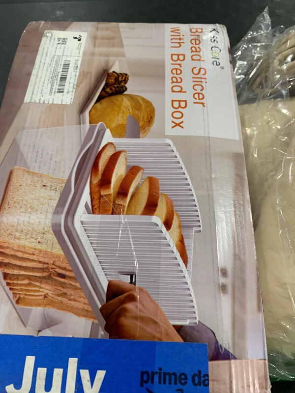 Photo 1 of Kiss Core Upgrade Bread Slicer for Homemade Bread with Bread Box, Bread Slicing Guide Adjustable Width, Foldable and Compact Cutting Guide with Crumb Tray, Suitability for Homemade Bread, Bagels,Cakes
