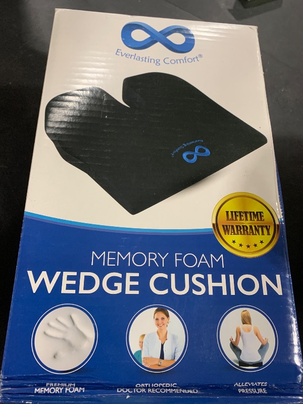 Photo 1 of Everlasting Comfort Memory Foam Car Seat Cushion for Long Driving - Back Pain, Sciatica, Tailbone Pain Relief - Adult Booster Wedge Seat Cushions for Car, Truck Seats - Non-Slip, Washable Cover