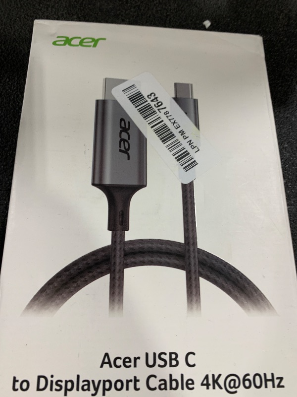 Photo 1 of acer USB C to DisplayPort Cable 6.6 FT (4K@60HZ 2K@165Hz), Type-C to DisplayPort Cord (Sturdy Aluminum, Plug & Play) Thunderbolt 3/4/5 Compatible with MacBook Pro/Air, iPhone 16 Pro/Max, XPS, Surface