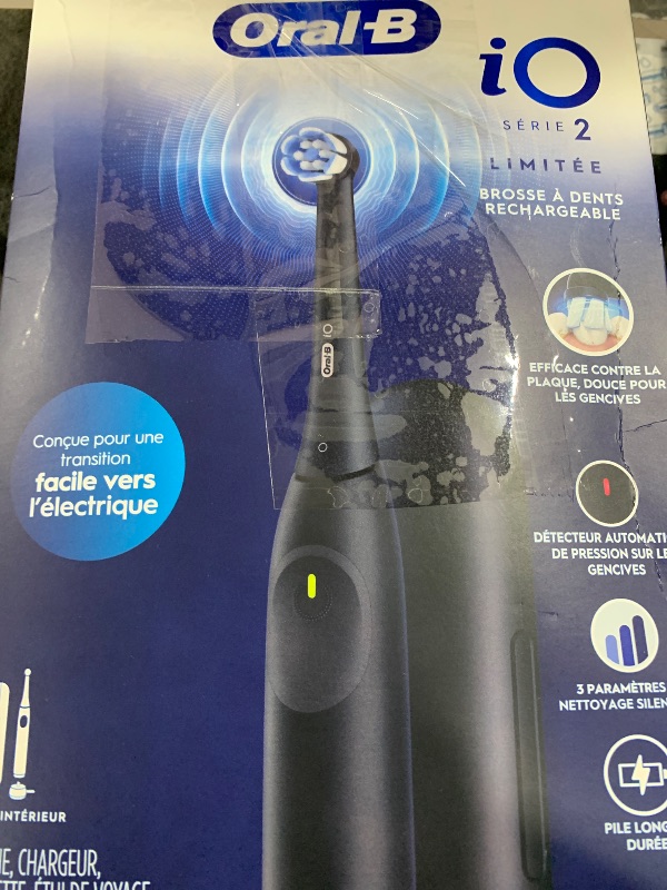 Photo 1 of Oral-B iO Simple Clean Rechargeable Electric Powered Toothbrush, Night Black with 1 Gentle Care Brush Head and 1 Black Travel Case - Automatic Pressure Sensor to Protect Gums - 3 Modes - 2 Min Timer