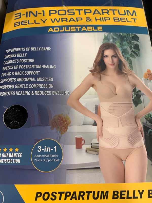 Photo 1 of 3 in 1 Postpartum Belly Band - Postpartum Belly Support Recovery Wrap, After Birth Brace, Slimming Girdles, Body Shaper Waist Shapewear, Post Surgery Pregnancy Belly Support Band (S/M, Black)