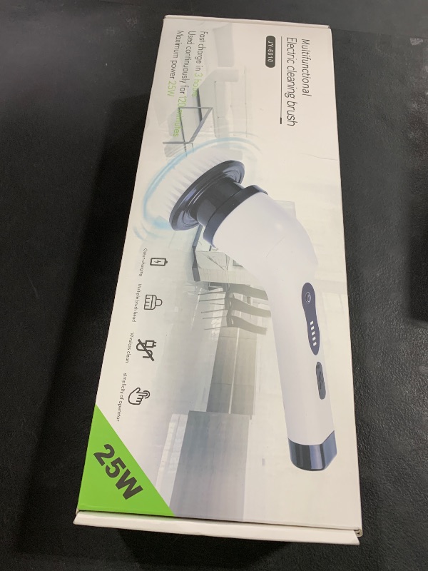 Photo 1 of Electric Spin Scrubber, Cordless Cleaning Brush, Shower Scrubber with 9 Brush Heads 2H Power Dual Speed, Adjustable Extension Handle, IPX7 Waterproof for Tub Tile Floor Car, O-White