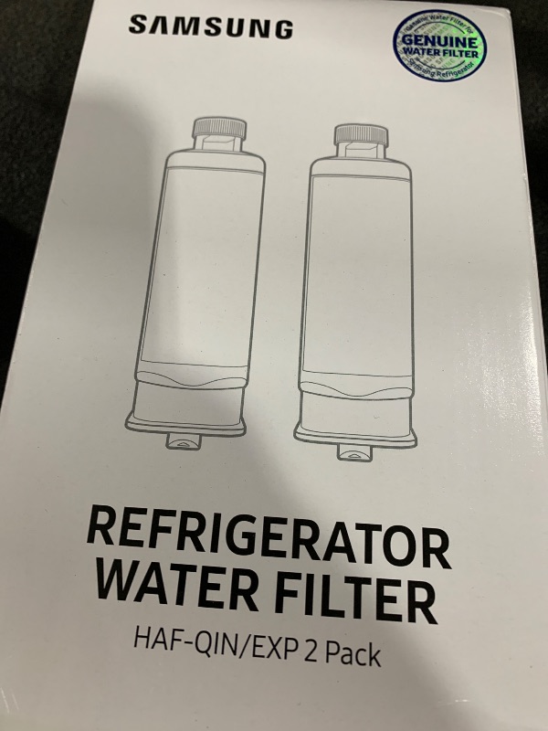 Photo 1 of SAMSUNG Genuine Filters for Refrigerator Water and Ice, Carbon Block Filtration for Clear Drinking Water, HAF-QIN-2P, 2 Pack