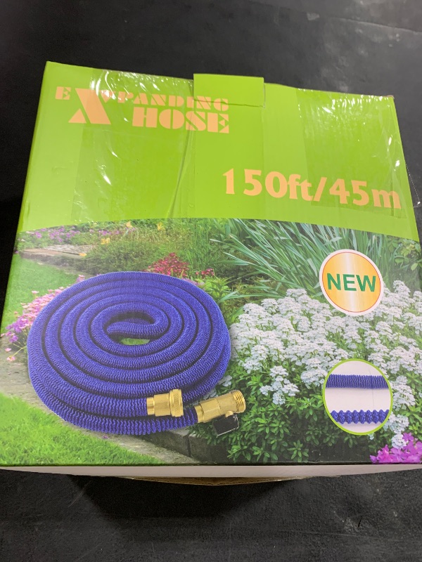 Photo 1 of 150 ft Expandable Garden Hose - 2025 New Upgraded Retractable Flexible Water Hoses 150 ft with 10 Function Spray Nozzle, Lightweight, Kink-free,Expanding Hose With 3/4" Solid Brass Fittings