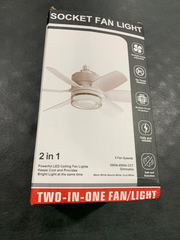 Photo 1 of Fanspex 20.5'' Socket Fan Light with Memory Function, 5 Fan Speeds with Adjustable Light for Bedroom, Kitchen, Living Room, 8 Hours Timer, White (Remote need Paired before Use)