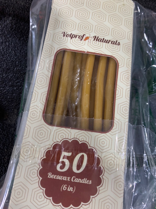 Photo 1 of 50 Natural 100% Pure Raw Beeswax Taper Candles (6") Honey Scent Birthday Cake, Dripless, Smokeless, Nontoxic, Cotton Wick