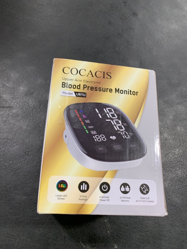 Photo 1 of Blood Pressure Monitors for Home Use, 9-17'' & 13-21'' Extra Large Blood Pressure Cuff Upper Arm Blood Pressure Machine, 6 in Large LED Backlit Display, USB Cable & Batteries Included