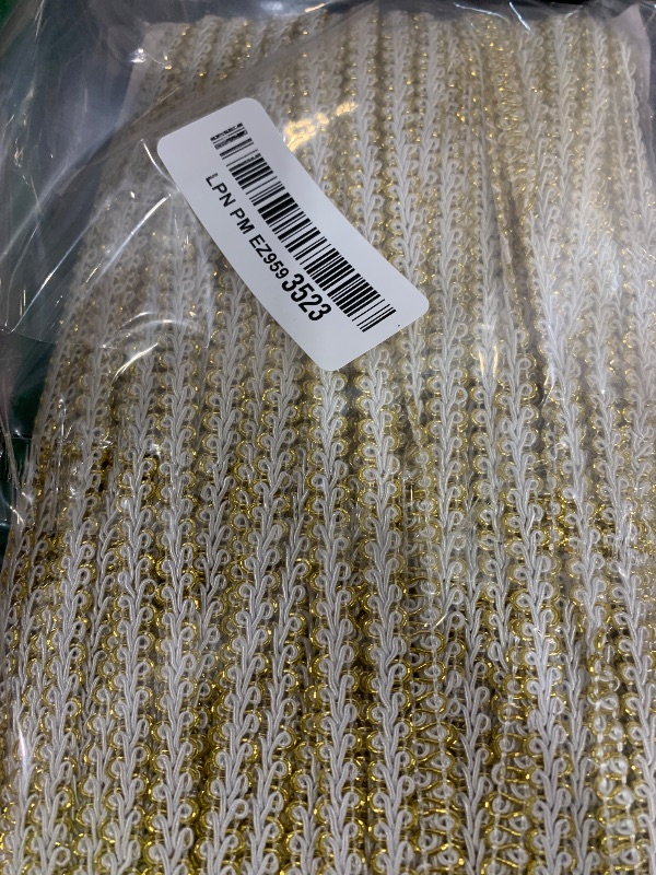 Photo 1 of 3/8 Inch Gimp Braid Trim 50 Yards for Upholstery Costume DIY Crafts (1327 Light Gold White)
