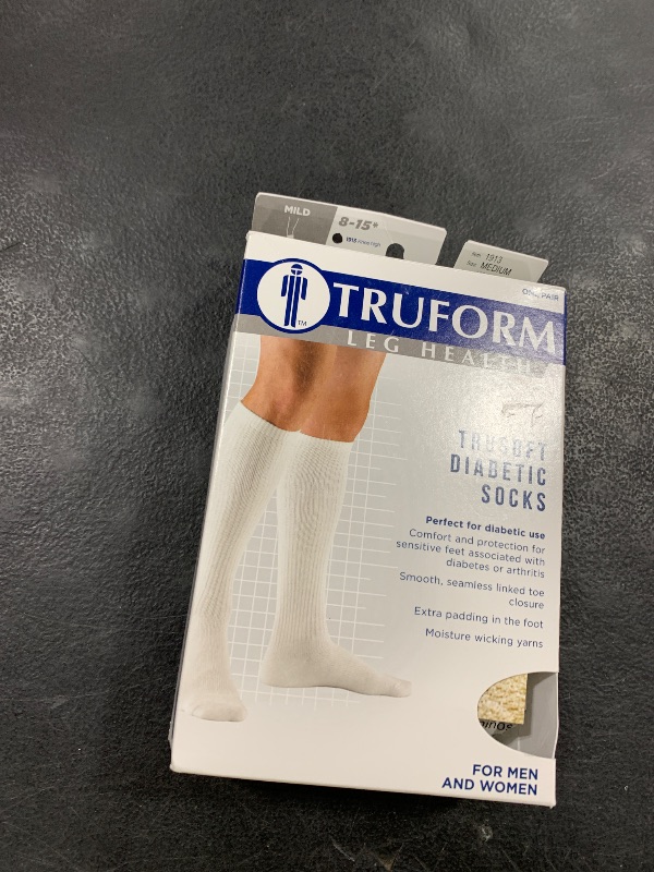 Photo 1 of Truform Medical Compression Socks for Men and Women, 8-15 mmHg Knee High Over Calf Length, White, Medium