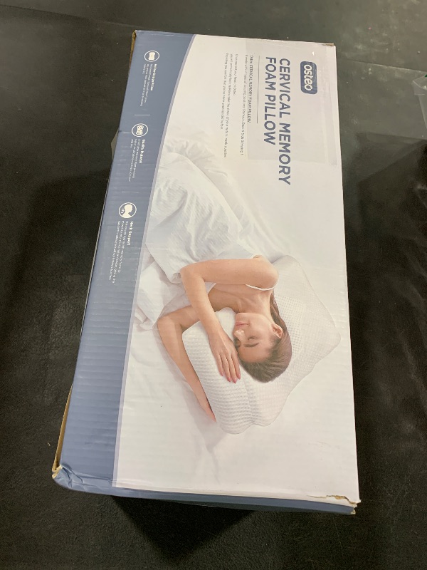 Photo 1 of Osteo Cervical Pillow for Neck Pain Relief, Hollow Design Odorless Memory Foam Pillows with Cooling Case, Adjustable Orthopedic Bed Pillow for Sleeping, Support for Side Back Sleepers