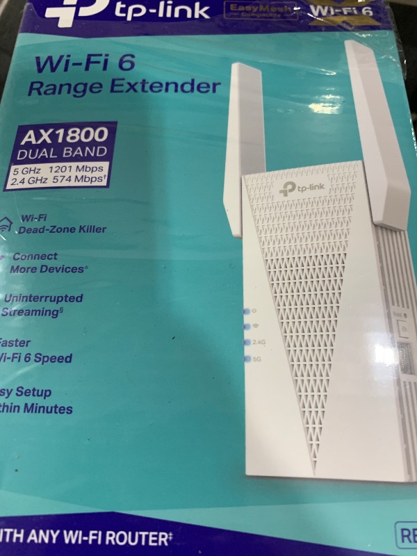 Photo 1 of TP-Link RE615X AX1800 WiFi 6 Range Extender w/Ethernet Port | 1.8G Dual-Band Wireless Repeater Amplifier | Up to 2100 Sq. Ft., 64 Devices | Internet Signal Booster | APP Setup | EasyMesh Compatible