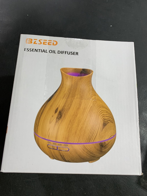 Photo 1 of BZseed Aromatherapy Essential Oil Diffuser 550ml 12 Hours Wood Grain Aroma Diffuser with Timer Cool Mist Humidifier for Large Room, Home, Baby Bedroom, Waterless Auto Shut-off,7 Colors Lights Changing
