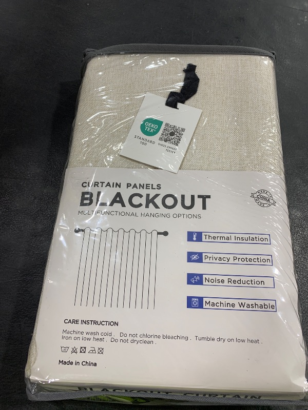 Photo 1 of 100% Blackout Shield Linen Blackout Curtains for Bedroom 84 Inches Long, Back Tab/Rod Pocket Living Room Drapes, Thermal Insulated Blackout Curtains 2 Panels Set, 50" W x 84" L, Cream
