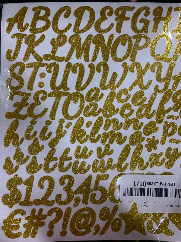 Photo 1 of 1152Pcs 12 Sheets Self Adhesive Glitter Alphabet Letter Stickers Small Alphabet Number Vinyl Letters Stickers for Scrapbooking DIY Crafts Graduation Cap Notebook Classroom Decor (Gold)