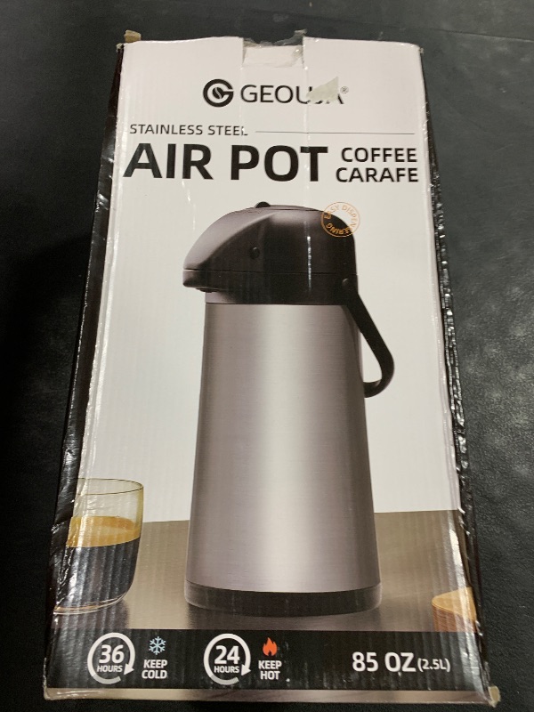 Photo 1 of Airpot Coffee Carafe for Keeping Hot - 85 OZ / 2.5L Large Coffee Dispenser with Pump - Insulated Stainless Steel Thermos Urn for Hot Drinks Water Tea Chocolate - Thermal Beverage Dispenser for Parties